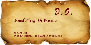 Domány Orfeusz névjegykártya